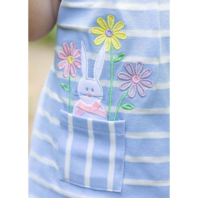 Stripe Knit Dress With Bunny & Flowers - Dresses - 3