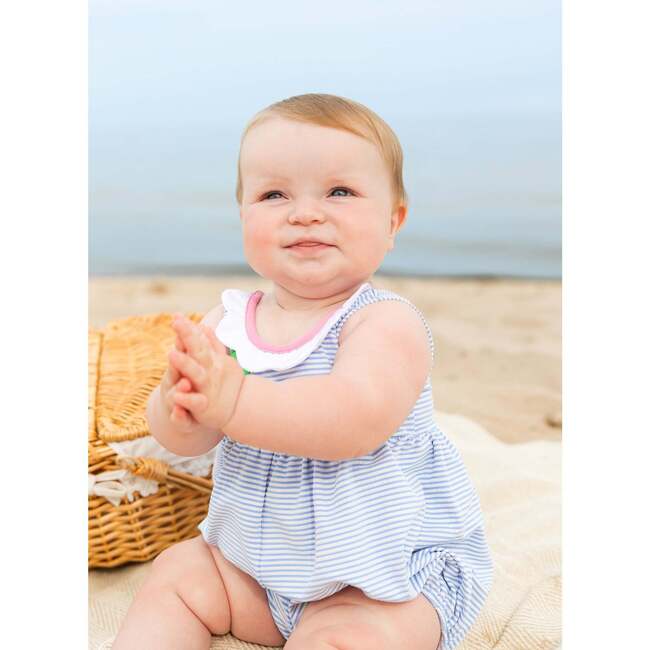 Seersucker Bubble Swimsuit With Petal Neck - One Pieces - 2