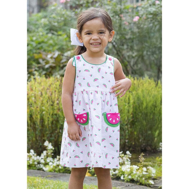 Printed Seersucker Dress With Watermelons - Dresses - 2