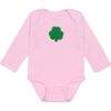 Shamrock Patch St. Patrick's Day Long Sleeve Bodysuit, Pink - Onesies - 1 - thumbnail