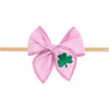 Shamrock St. Patrick's Day Coquette Bow Baby Headband, Pink - Headbands - 1 - thumbnail