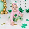 Shamrock Patch St. Patrick's Day Long Sleeve Bodysuit, Pink - Onesies - 2