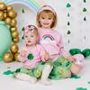 Shamrock Patch St. Patrick's Day Long Sleeve Bodysuit, Pink - Onesies - 4