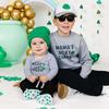 Mama's Lucky Charm St. Patrick's Day Long Sleeve Bodysuit, Grey - Onesies - 3