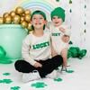 Lucky Varsity Patch St. Patrick's Day Long Sleeve Romper, Natural - Rompers - 4