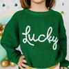 Lucky St. Patrick's Day Knit Sweater, Green - Sweaters - 2