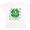 Lucky Shamrock Checkered St. Patrick's Day Short Sleeve T-Shirt, White - T-Shirts - 1 - thumbnail