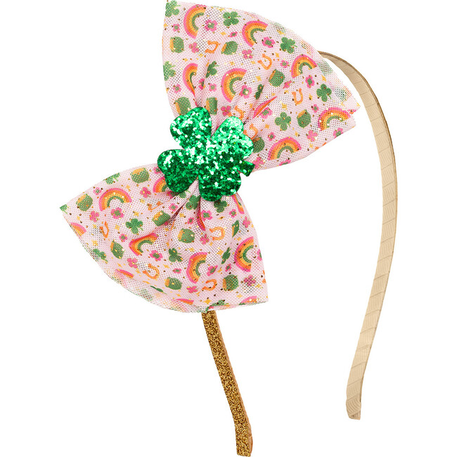 Lucky Doodle St. Patrick's Day Tulle Bow Headband, Multi