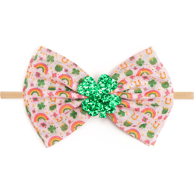 Lucky Doodle St. Patrick's Day Tulle Bow Baby Headband, Multi