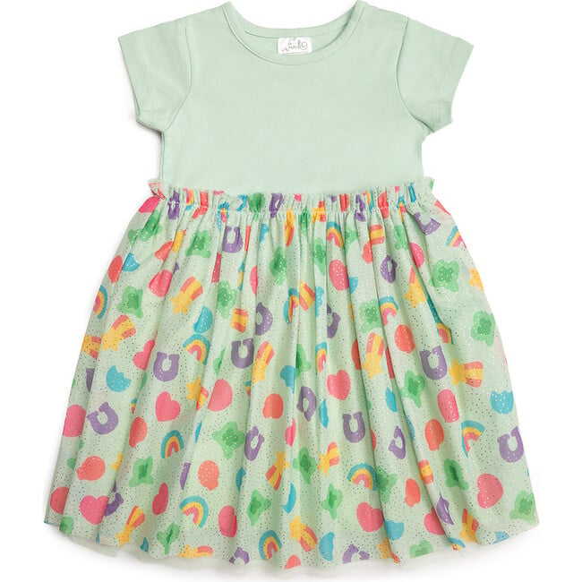 Lucky Charm St. Patrick's Day Short Sleeve Tutu Dress, Multi