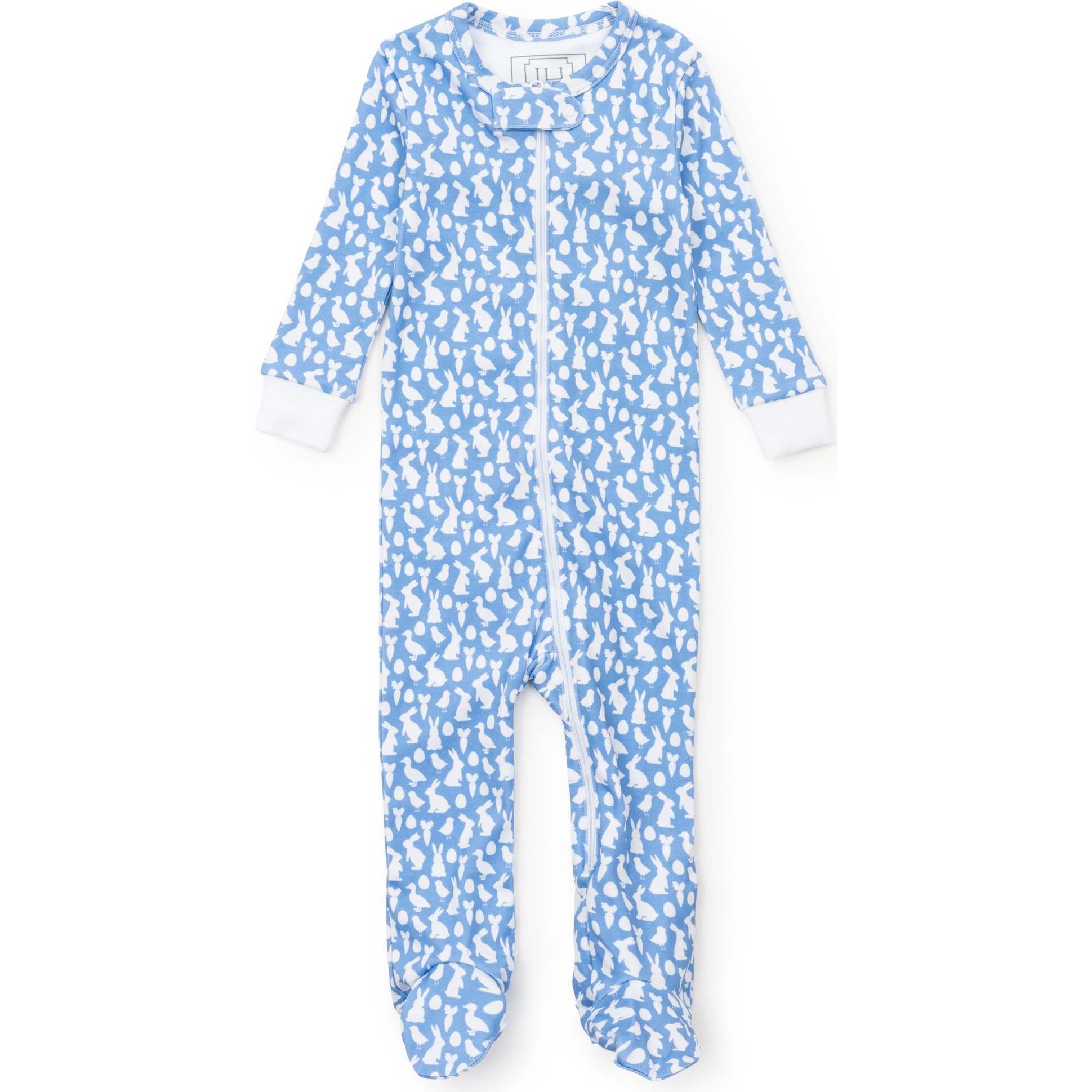 Parker Boys' Zipper Pajama, Easter Time Blue - Footie Pajamas - 1