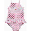 Little Strawberry Stripe Duck Swimsuit, Pink - One Pieces - 1 - thumbnail