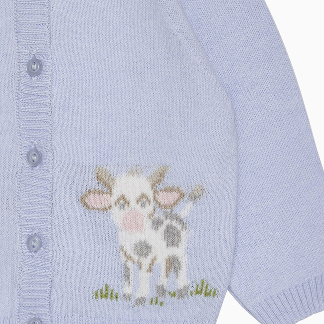 Little Moo Cow Cardigan, Pale Blue - Cardigans - 3