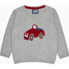 Little Herbie Car Sweater, Grey Marl - Sweaters - 1 - thumbnail