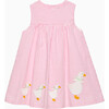 Little Duck Stripe Pinafore, Bright Pink - Dresses - 1 - thumbnail