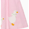 Little Duck Stripe Pinafore, Bright Pink - Dresses - 3