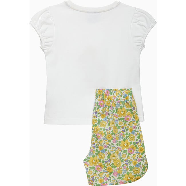 Liberty Print Betsy Bunny Applique Jersey Pj Set, Yellow Betsy