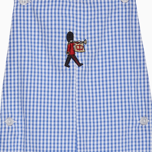 Little Alexander Guardsman Bib Shorts, Pale Blue Gingham - Rompers - 3