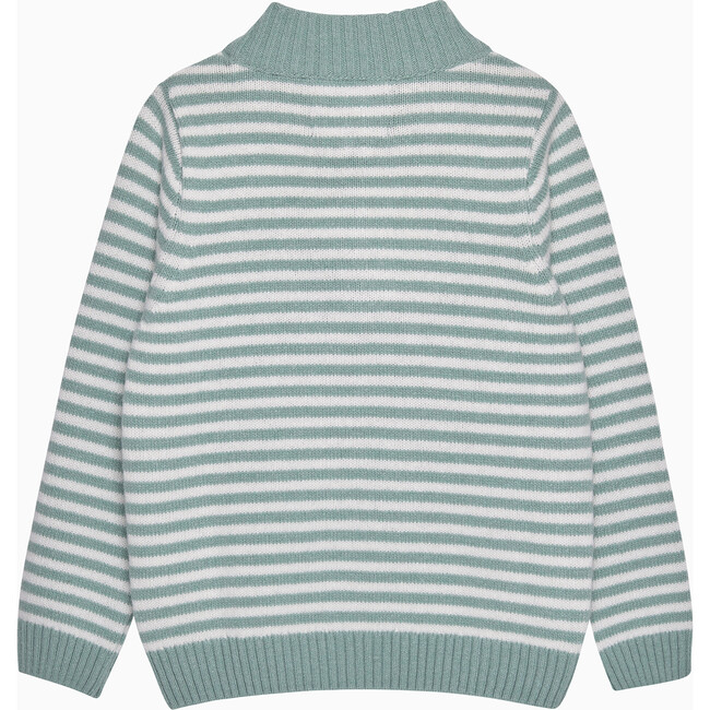 Calum Stripe Half Zip Sweater, Sage Stripe - Sweaters - 2