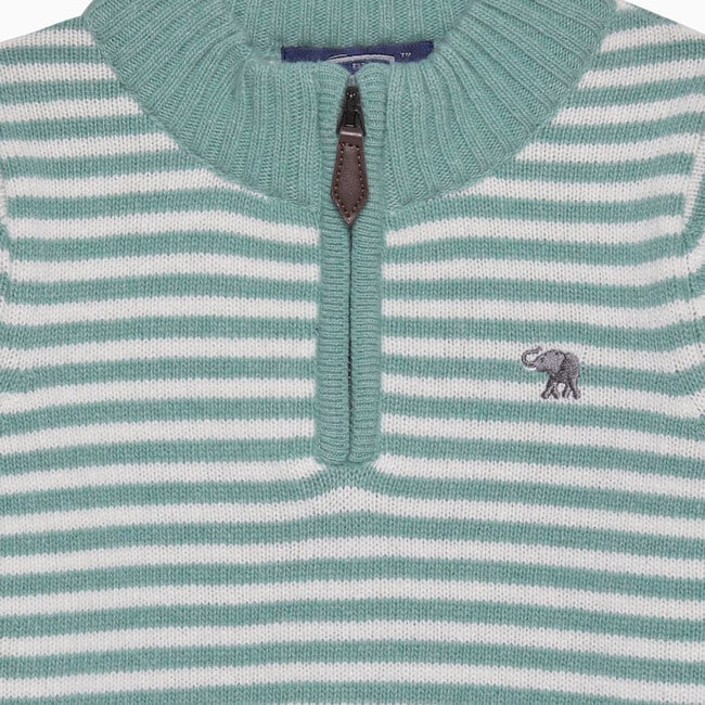 Calum Stripe Half Zip Sweater, Sage Stripe - Sweaters - 3