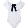 White Ruffle Swimsuit with Black Bow - One Pieces - 1 - thumbnail