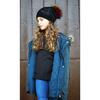 Slouch Embellished Beanie With Faux Fur Pom, Black - Hats - 2