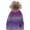 Ombre Knit Hat With Faux Fur Pom, Purple - Hats - 1 - thumbnail