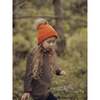 Knitted Wool Hat With Faux Fur Pom, Tangerine - Hats - 2