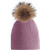 Knitted Wool Hat With Faux Fur Pom, Dusty Rose - Hats - 1 - thumbnail