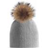 Knitted Wool Hat With Faux Fur Pom, Dusty Grey - Hats - 1 - thumbnail