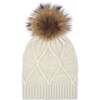 Diamond Lurex Knit Hat With Faux Fur Pom, White - Hats - 1 - thumbnail