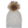 Diamond Lurex Knit Hat With Faux Fur Pom, Dusty Grey - Hats - 1 - thumbnail