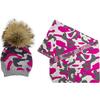 Camouflage Beanie With Faux Fur Pom And Scarf - Hats - 1 - thumbnail