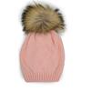 Chunky Knit Wool Hat With Faux Fur Pom, Mauve - Hats - 1 - thumbnail