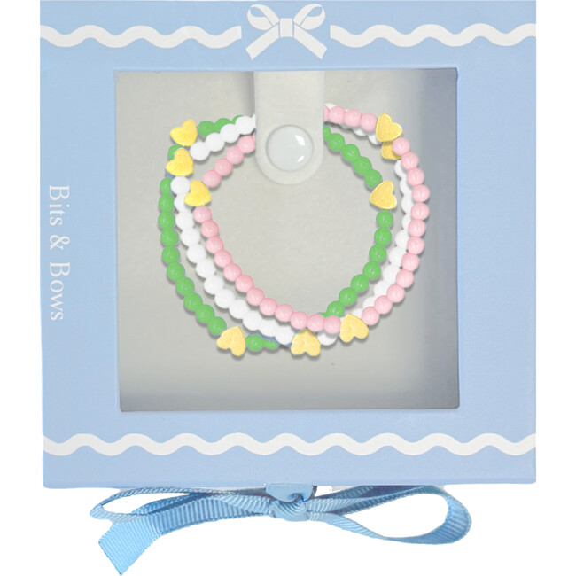 Hearts Bracelet Gift Set, Pink & Green