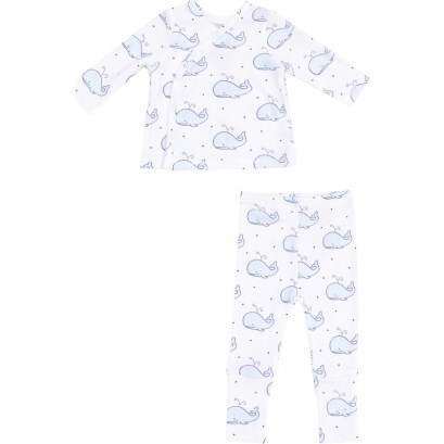 Take Me Home Set with Roll Over Cuff Pant, Bubbly Whale Blue