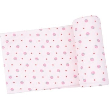 Swaddle Blanket, Strawberry Swiss Dot