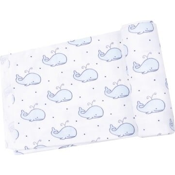 Swaddle Blanket, Bubbly Whale Blue - Swaddles - 1