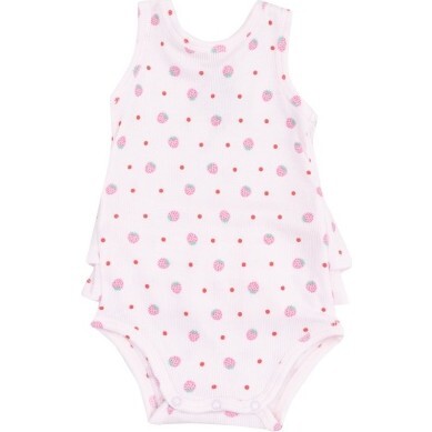 Ruffle Tank Bubble, Strawberry Swiss Dot