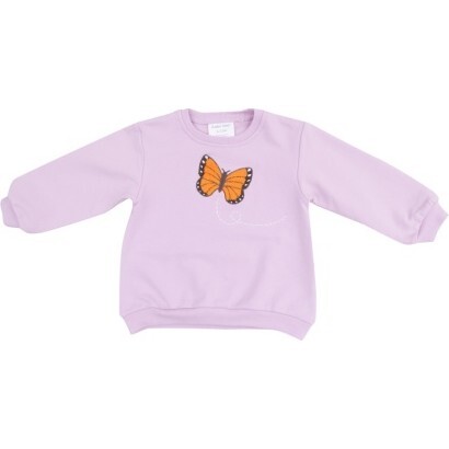 Oversize Sweatshirt with Applique, Monarch Butterflies And Milkweed