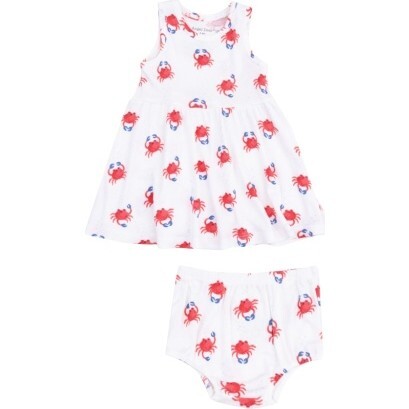 Toddler Tank Dress, Crabby Cuties White