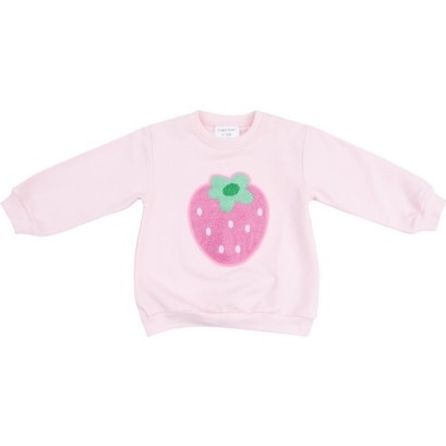 Oversize Sweatshirt With Applique, Strawberry Swiss Dot French Terry, Purple