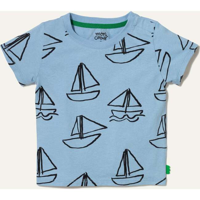 Recycled Cotton Sailboat Print Kid T-Shirt - T-Shirts - 1