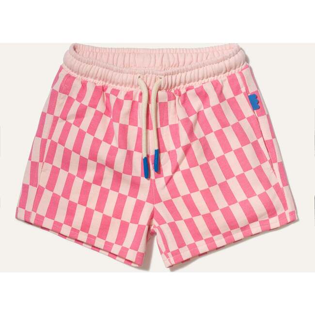 Recycled Cotton Pink Checkered Cropped Kid Short