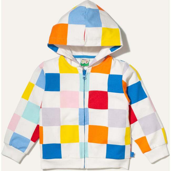 Recycled Cotton Checkered Kid Zipped Hoodie - Sweatshirts - 1