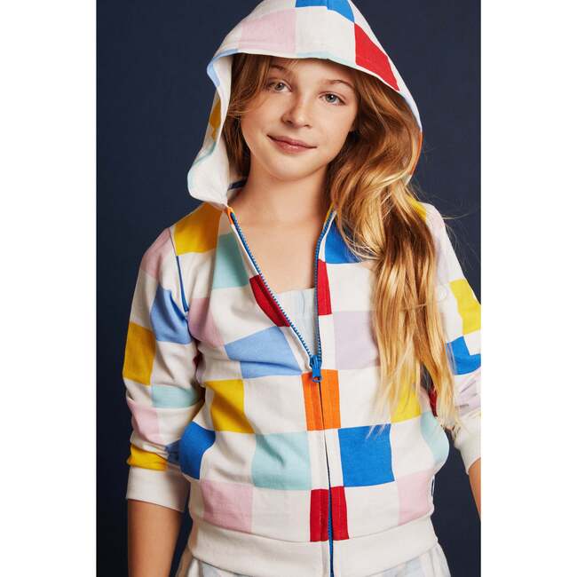 Recycled Cotton Checkered Kid Zipped Hoodie - Sweatshirts - 2