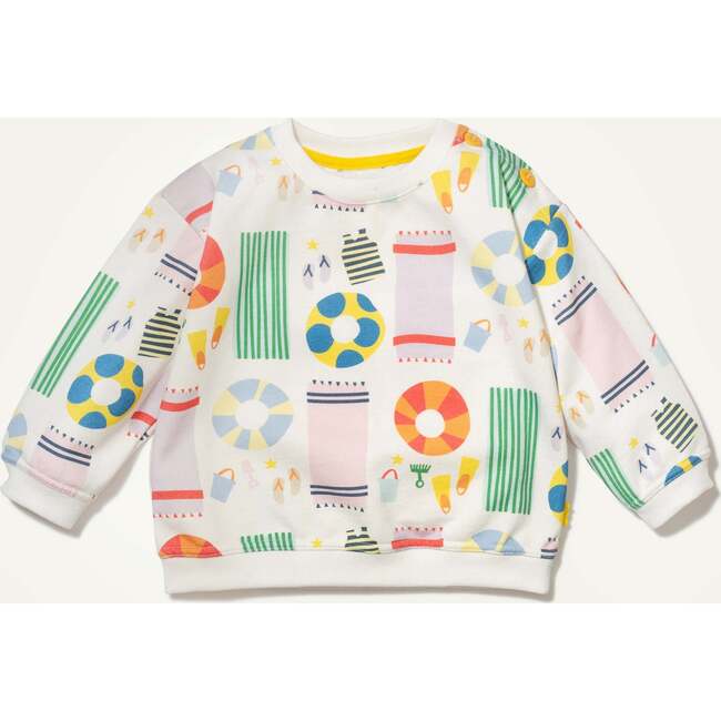 Recycled Cotton Beach Print Kid Sweatshirt