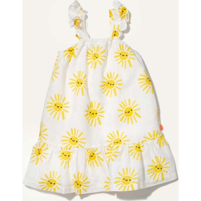 Linen Sun Print Kid Ruffle Dress