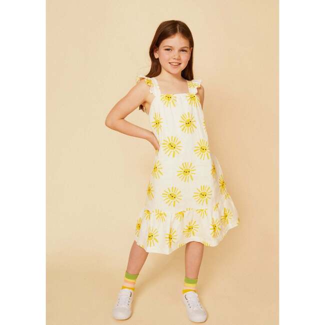 Linen Sun Print Kid Ruffle Dress - Dresses - 2