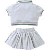 Baby Rita Tennis Skirt Set With Stripey Ribbing, Gray - Mixed Apparel Set - 2